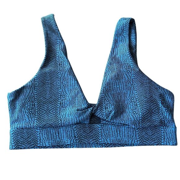L*Space Active Women’s L Do The Twist Sports Bra Teal Blue Croc Print Padded New - Picture 1 of 10